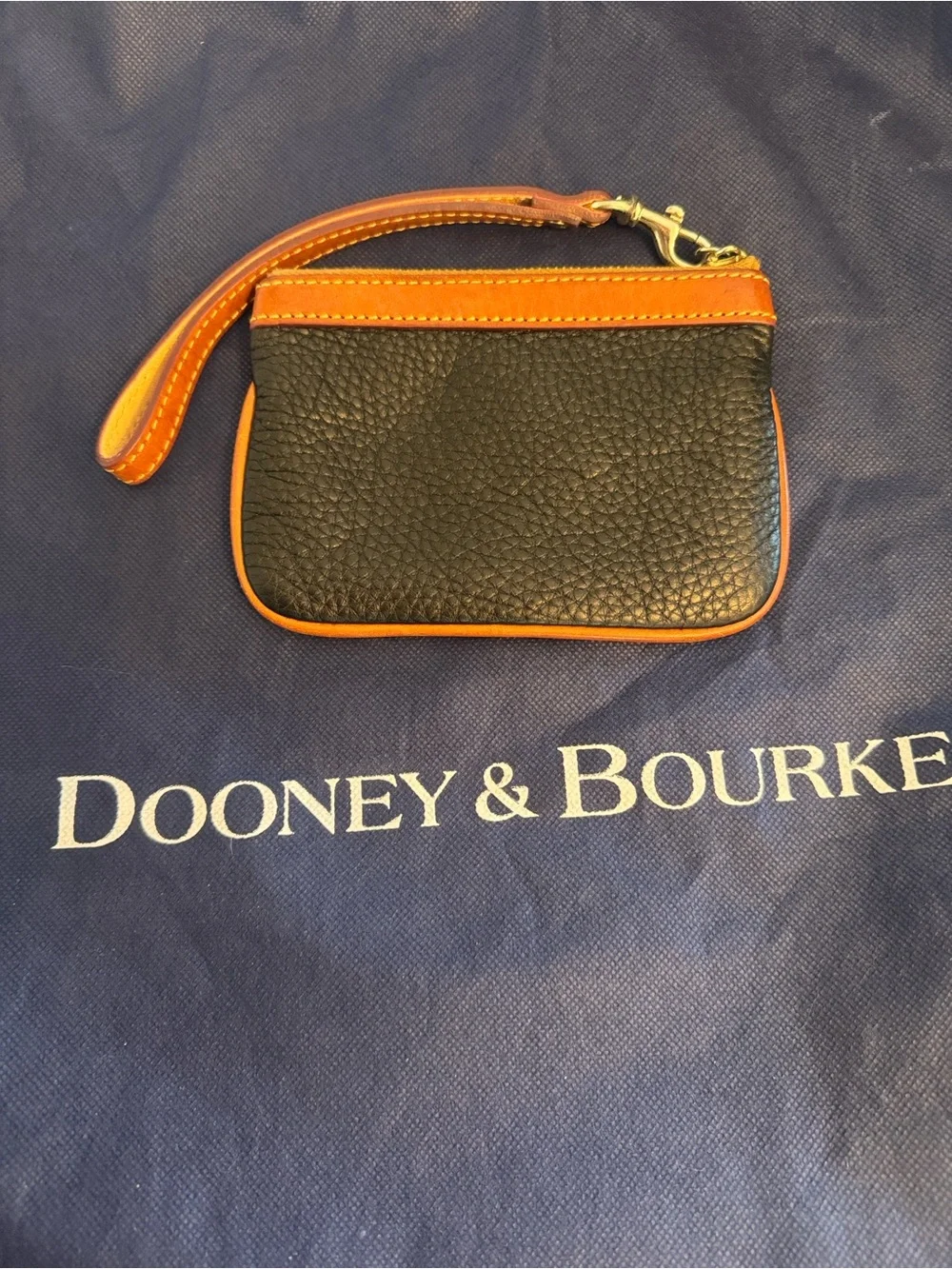 Dooney & Bourke Black and Brown Leather Wristlet Clutch